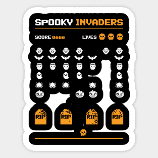 Spooky Invaders Retro Game Sticker